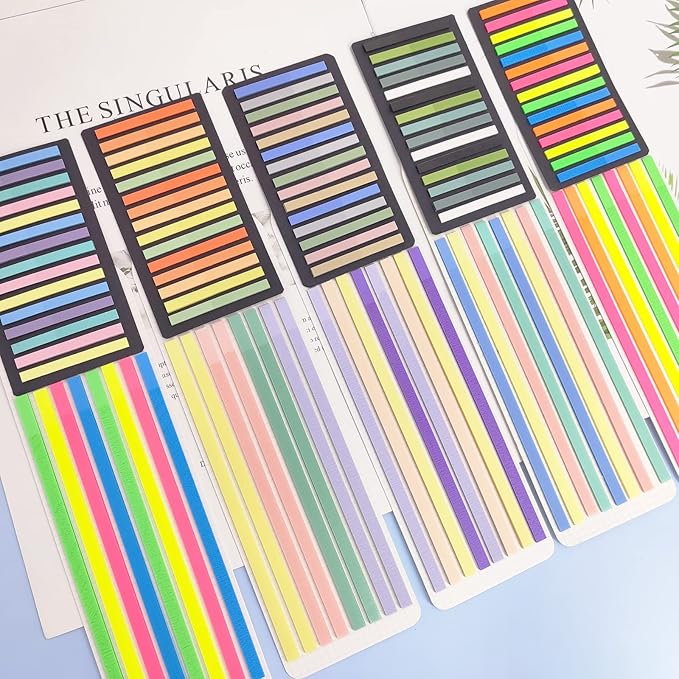 Potanro Sticky Tabs 2300 Pcs Translucent Sticky Tabs 10 Sheets Highlighter Book Tape Long Highlighting Sticky Tabs for Annotating Books, Aesthetic Office Suppliesbook for Annotating Books