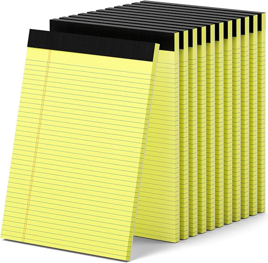 12 Pack Yellow Legal Pads 8.5 x 11.75 College Ruled Yellow Note Pad Narrow Ruled 30 Sheets Notepads Perforated Writing Pad Clear Print 8x11 Legal Pads Pads of Paper