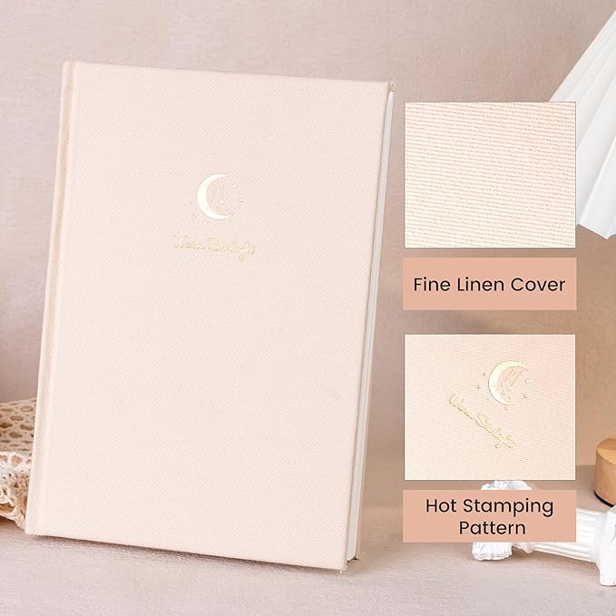 CAGIE Lined Journal Notebook for Women Girls, A5 Hardcover Linen Journals For Writing 256 Pages, Aesthetic Womens Diary, Gifts 8.3'' x 5.7'' Beige