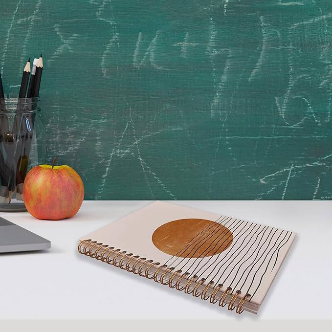 VNWEK Abstract Boho Terracotta Sun Sunset Ocean Wave Spiral Notebook Journal 5.5 x 8.3 inches,Boho Lined Hardcover Spiral Notebook,Boho Gifts for Women Teen Girls Teens