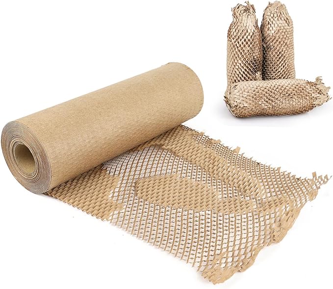 BOMEI PACK Honeycomb Packing Paper Wrap 12"x 164' Recycled Bubble Cushioning Bags Rolls Friendly Transportation and Handling Bags Packing Supplies Materials