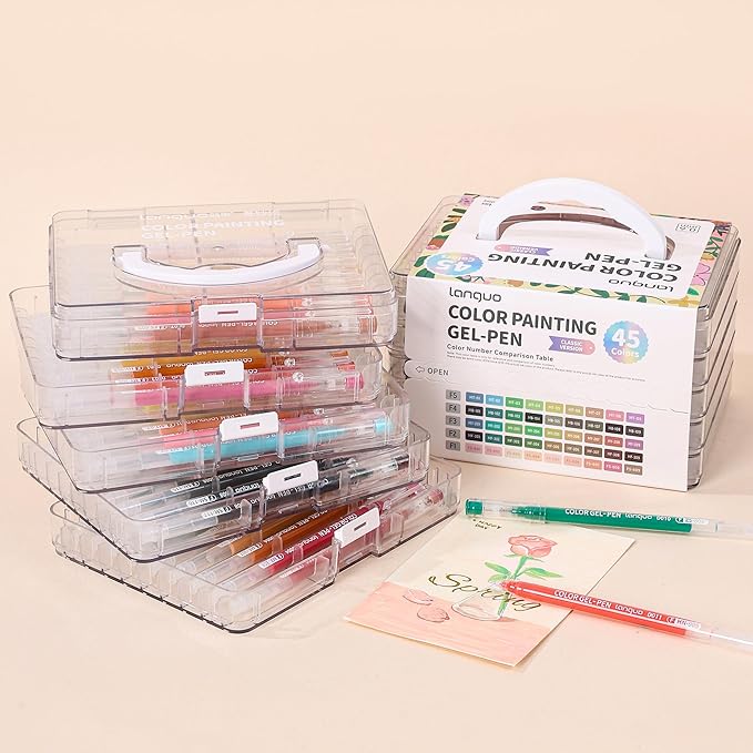 Gel Pens for Adult Coloring Books, 45 Colors Set Gel Colored Pens Marker, Perfect Gel Pens for Adult Drawing Doodling Journaling, Art Supplies and DIY Crafts