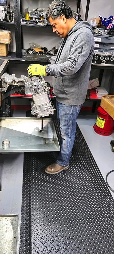 Rhino Mats, American Classic Diamond Anti-Fatigue Mats, Industrial Ergonomic Comfort Standing Mat for Work, Home, Garage, Office, Kitchen or Anywhere (Black 9/16" Thick, 3 FT. x 23 FT.)