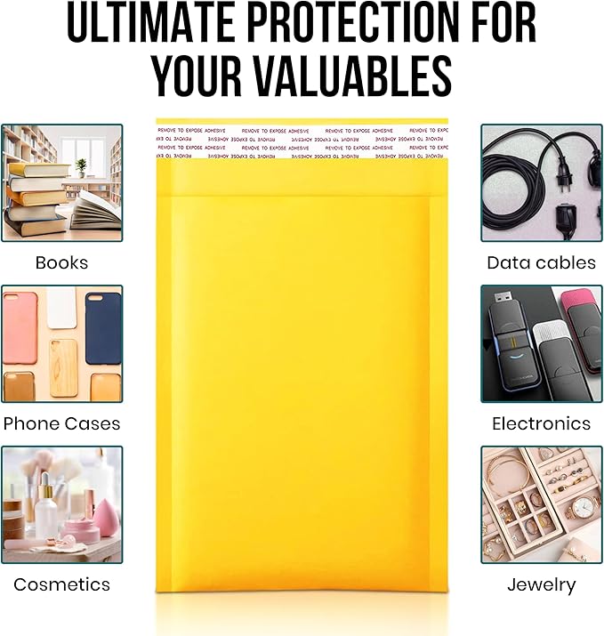 Levex - #5 10.5" x 16 [50 Pack) Kraft Bubble Mailers, Padded Envelope Mailers, Packing Envelope & Mailing Bags for Shipping