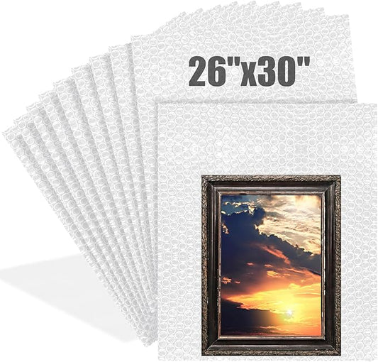 10 Pack 26 * 30 Inch Extra Large Bubble Pouches Clear Bubble Pouch Wrap Bags for Packing Shockproof Cushioning Wrap Bag for Shipping Moving Fragile Dishes China Plates Painting Fragile Items