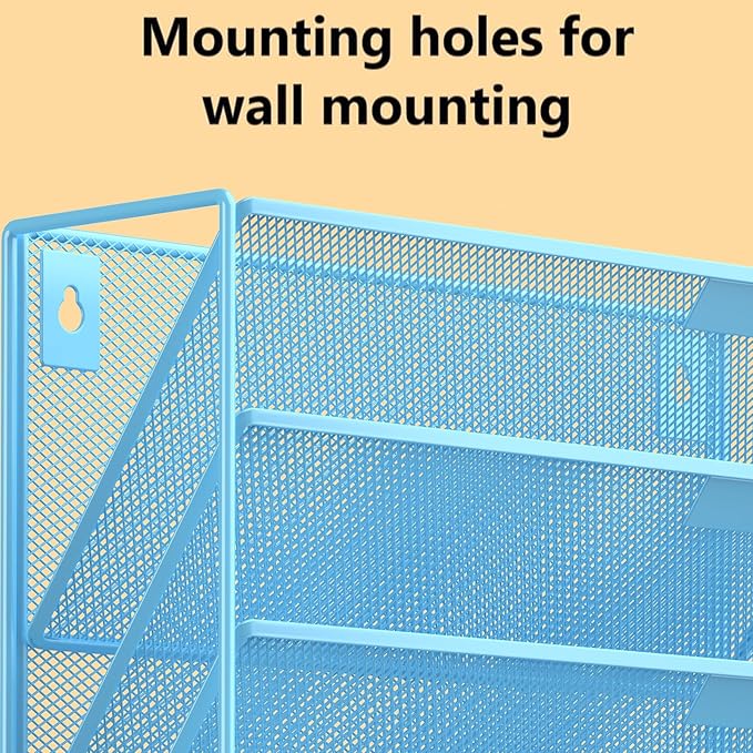 Kuntine.B Wall File Organizer Office Hanging Magazine Holder Wall File Organizer for Office Home (Blue, 6 Tier)