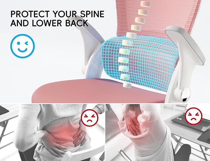 TRALT Office Chair - Ergonomic Office Chair with Back Support, Computer Chair - Home Office Desk Chairs, 330lbs Wide Seat Big and Tall Office Chairs with Headrest, Comfy Desk Chairs (Pink)