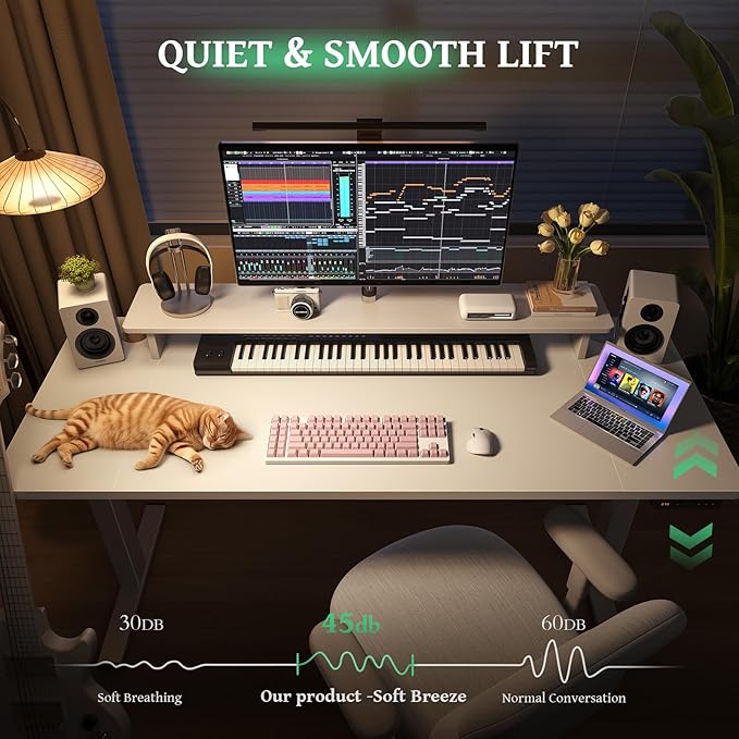 SIAGO Electric Standing Desk Adjustable - 63 x 24 Inch Sit Stand up Desk with Cable Management - 3 Memory Preset Adjustable Height Table