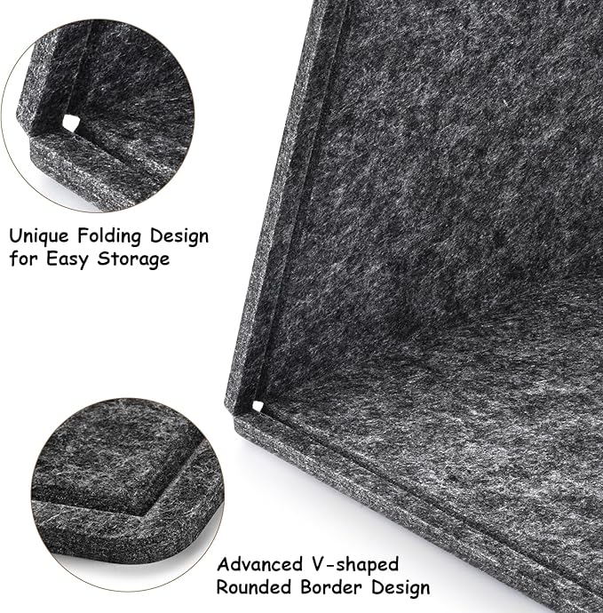 Large Bulletin Board, Foldable 60x36 Inches Cork Board Alternative, Large Felt Board Decorative Pin Board for Wall, Foldable Photo Board Self-Adhesive Vision Board with 36 Pushpins Dark Gray