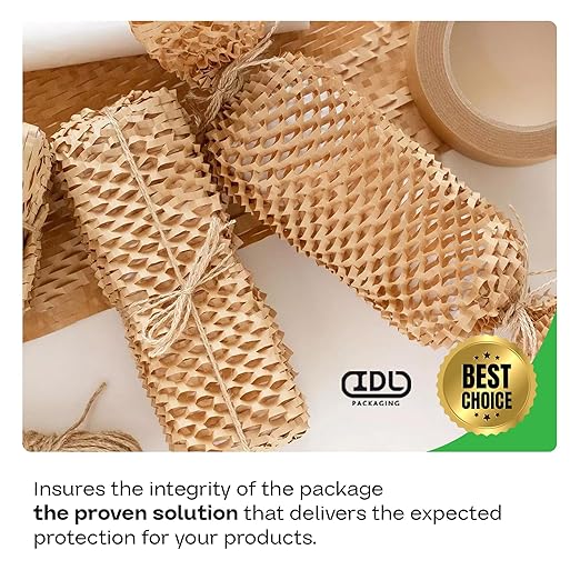 IDL Packaging 15.25" x 300' Refill Roll (Pack of 2) for MP-300N HexcelWrap Honeycomb Packing Paper Station, Brown - Natural Kraft Paper with Interlocking Slit Design for Shipping and Moving