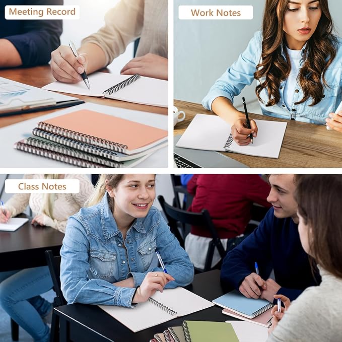 Fuutreo 12 Pcs Spiral Notebook for Work A5 8.3 x 5.7 Inch College Ruled Spiral Journal Notebook Kraft Cover Ruled Paper, 12 Color, 60 Sheets, 120 Pages for Office School(Earthy Color)