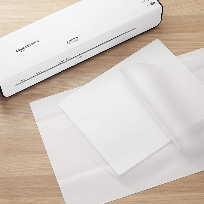 Amazon Basics Clear Thermal Laminating Plastic Paper Laminator Sheets, 3 mil, 11.5 x 9.0-Inch, 100-Pack