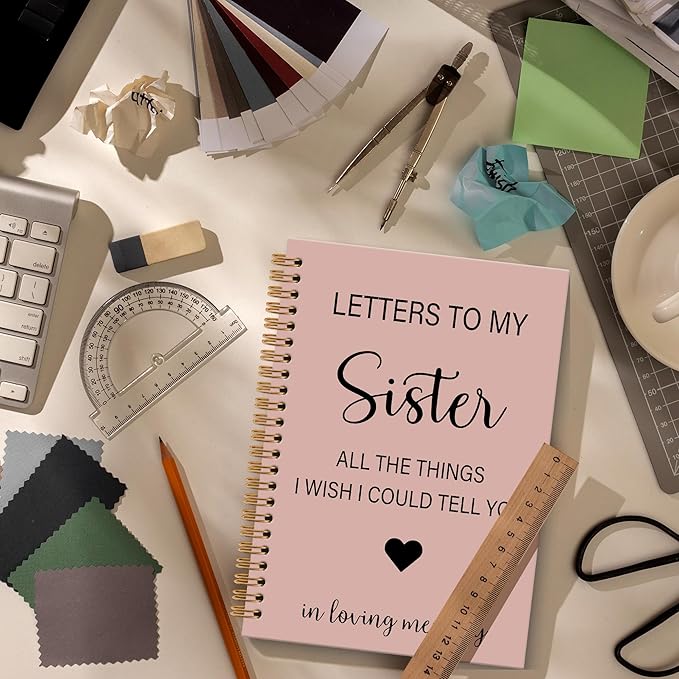 OINDADE Loss of Sister Sympathy Gifts Grief Notebook Journal, Letters to My Sister in Heaven Journal, Memorial Notebooks Gifts for Loss of SisterWomen, In Loving Memory Sympathy Gifts, 6x8.2In