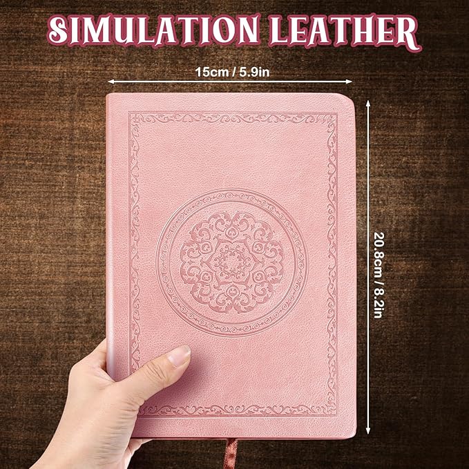 2025 Leather Vintage Journal Notebook,300 Pages,Leather Softcover Lined Journal Notebooks for Women Men,Notebook Journals for Writing Travel,Business,Office,Rose Gold Pink