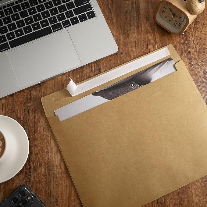 Crtiin 100 Pcs 9 x 12 Open End Booklet Envelopes 80 lb 120gsm Catalog Envelopes with Closure for Mailing Catalog Financial Document Magazine Pamphlet Business(Kraft Paper Color)