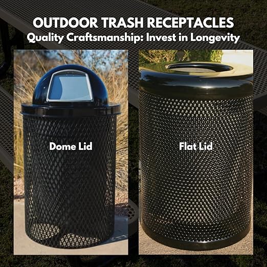 RDT-TXTGRY Heavy Duty 32 Gallon Round Trash Receptacle, Liner Included, Textured Red with Textured Grey Steel Dome Top, Made in America