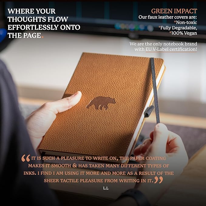 Dingbats* Wildlife Lined Writing Journal Notebook A5 - Vegan Leather Hardcover - Ideal for Work, Travel - Pocket, Elastic Closure, & Bookmark