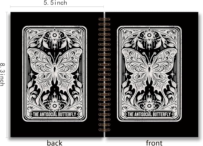 Tarot Gothic Witchy Journal Spiral Notebook,Black Butterfly Celestial Journals for School Office Supplies Teacher,Witchy Gifts Hardcover Spiral Notebook for Teen Girls Women