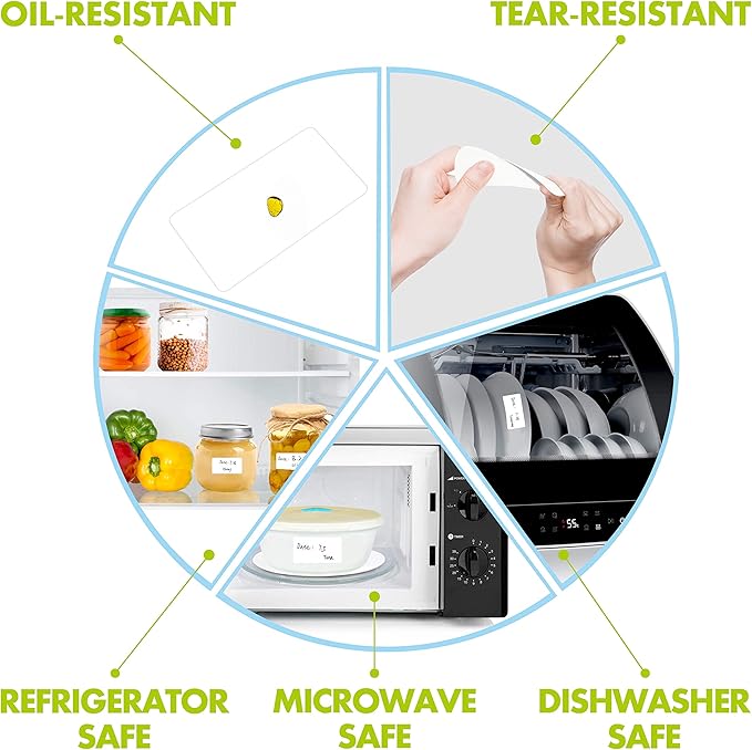 1000 Blank Removable Freezer Labels Water Oil Resistant with Perforation Line for Food Containers Jars Pantry Organization (Each Measures 1” x 2”)