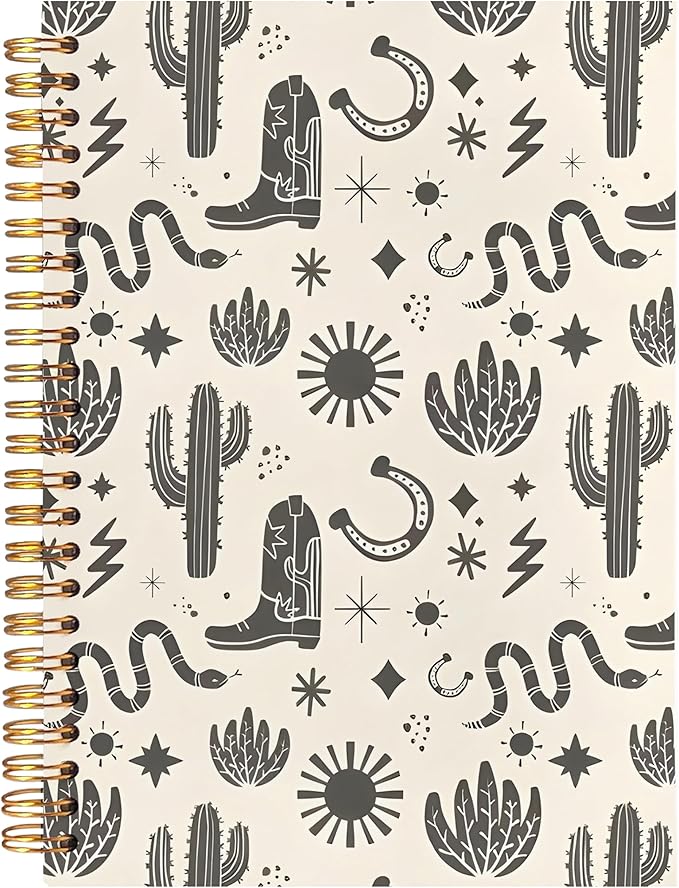 BearCake Western Cowgirl Cactus Notebook,Western Gifts for Women,Western Office Supplies, Western Stuff for Women,Cowgirl Stuff, 5.5x8.3