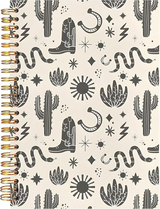 BearCake Western Cowgirl Cactus Notebook,Western Gifts for Women,Western Office Supplies, Western Stuff for Women,Cowgirl Stuff, 5.5x8.3