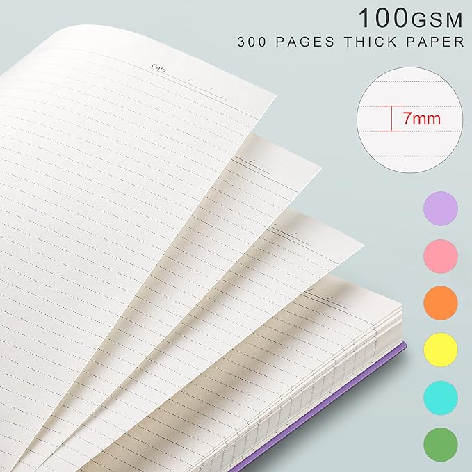 EMSHOI A4 Spiral Notebook Lined Journal, 300 Pages, College Ruled, 100gsm Thick Paper, Waterproof Softcover, Twin-Wire Binding, with Sticky Notes, Green (11.2" x 8.27")