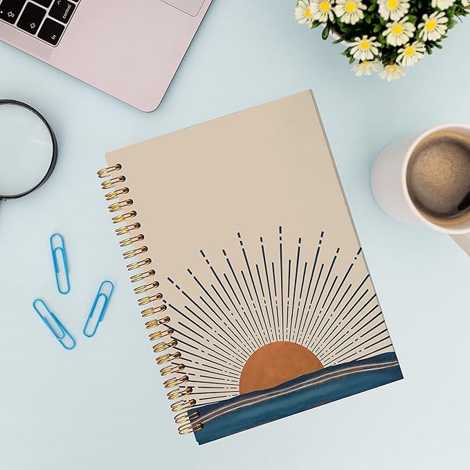 VNWEK Boho Notebook,Hardcover Spiral Notebooks 5.5×8.3 Inch,Aesthetic Notebook,Boho JournalGifts For Woman Man