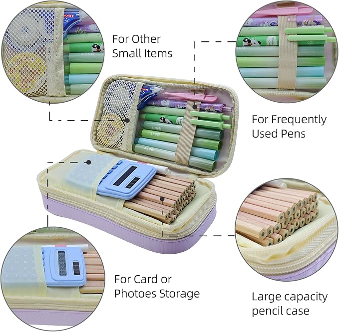 Large Capacity Pencil Case - Durable Zipper Aesthetic Pen Pouch, Big Storage Organizer for School, Office & Travel - Waterproof & Multi-Use (Purple)