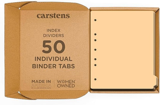 Carstens - Heavy Duty Plastic Ring Binder Dividers, Side Tab, 1/9 Cut, Tab 9 Position, US Letter, Pale Orange, Case of 50, (2618-18CS) - Ideal Medical Chart Dividers or Index Tabs for 3 Ring Binders