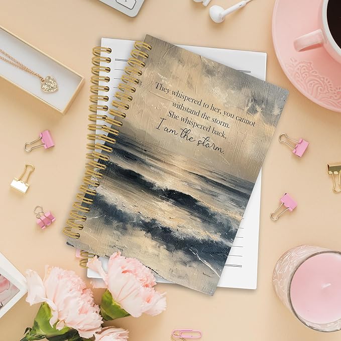 Inspirational Beach Spiral Notebook, Motivational Ocean Journaling Notebooks for Note Taking, Motivational Hardcover Journals for Women 160 Pages 5.5x8.3 Inch, Inspirational Empowerment Gifts
