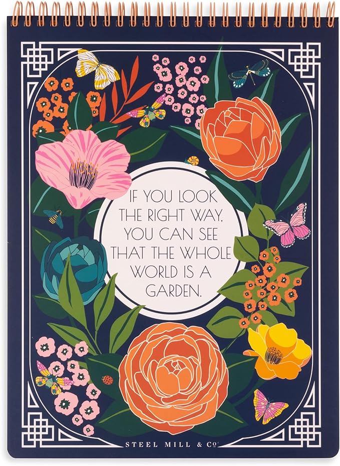 Steel Mill & Co Large Top Spiral Notebook College Ruled, 11" x 8.5" with Durable Hardcover and 160 Lined Pages (The Secret Garden)