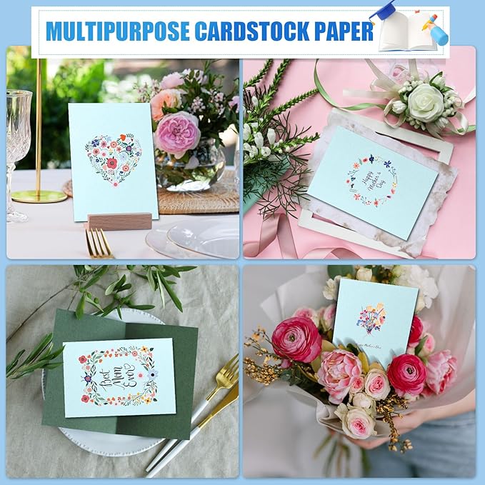 MixTeach 100 Sheets Light Blue Cardstock 8.5 x 11 Inch Thick Cardstock Paper, 250gsm/92lb Double Sided Light Blue Cardstock Printer Paper for Cards Making Crafts Scrapbook Invitations Drawing Printing