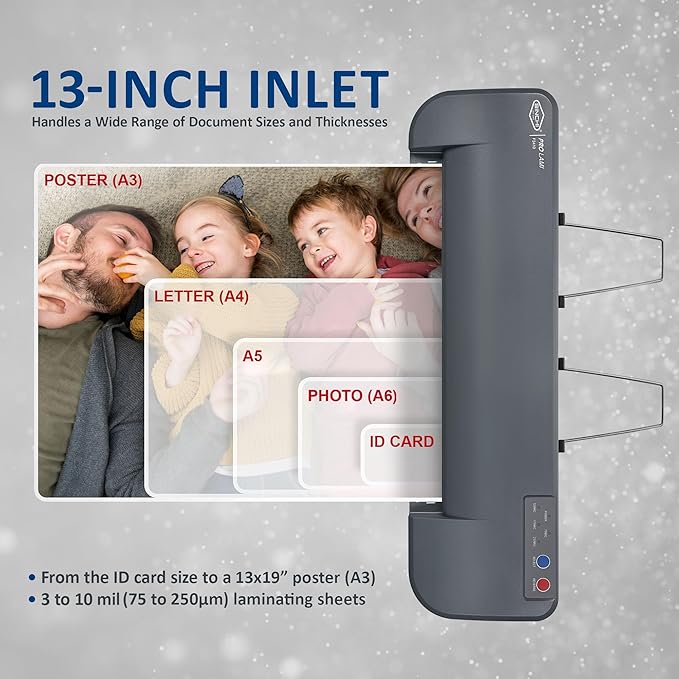 SINCHI 13-Inch Thermal Laminator & Foil Applicator, 3–10 Mil, 4-Roller, 55s Warm-Up, 40 in/Min, Auto Shutoff, Commercial-Grade Laminating Machine with 10 Pouches for Office, School, Crafts & DIY