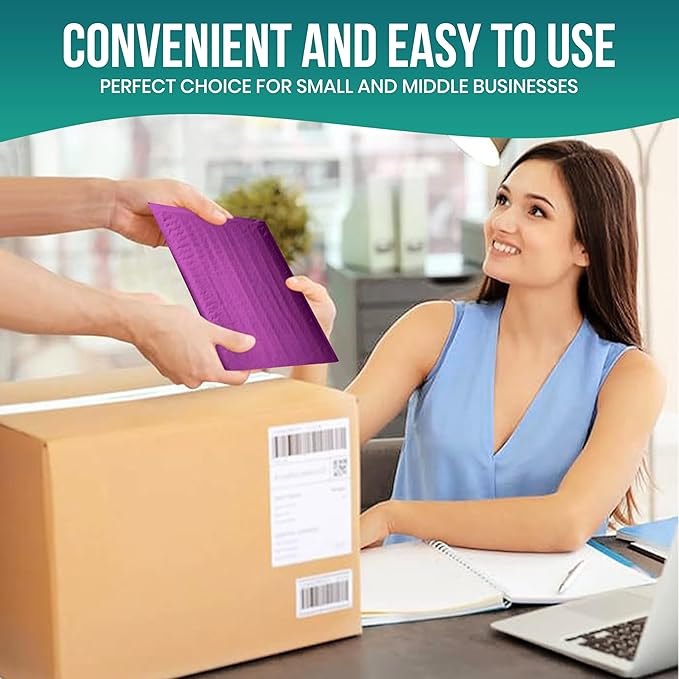 Levex - #0000 4" x 6" [5 Pack] Purple Poly Bubble Mailers, Padded Envelope Mailers, Packing Envelope & Mailing Bags for Shipping