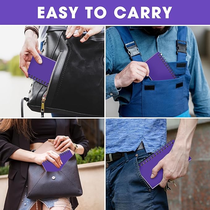 Jutom 18 Pcs Small Spiral Notebooks Memo Pads 3x5 Bulk Small Pocket Notebooks Mini Notepads with Lined Pages Mini Journals for Office Back to School Work Writing Supplies, 120 Pages (Dark Purple)