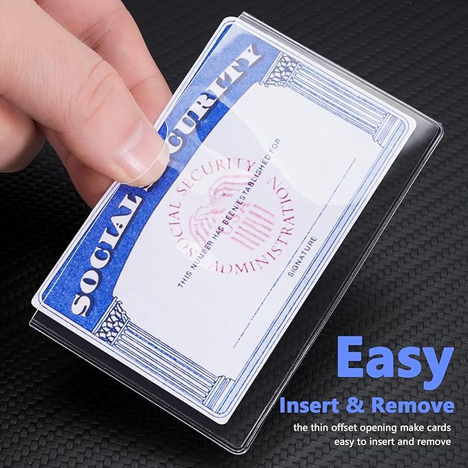 10 Pack Social Security Card Protector/Medicare Card Protector Sleeve/Social Security Card Holder/Credit Card Sleeves/Protective case for Drivers License、Credit Card 、SSN Card，3.8x2.32in., Clear