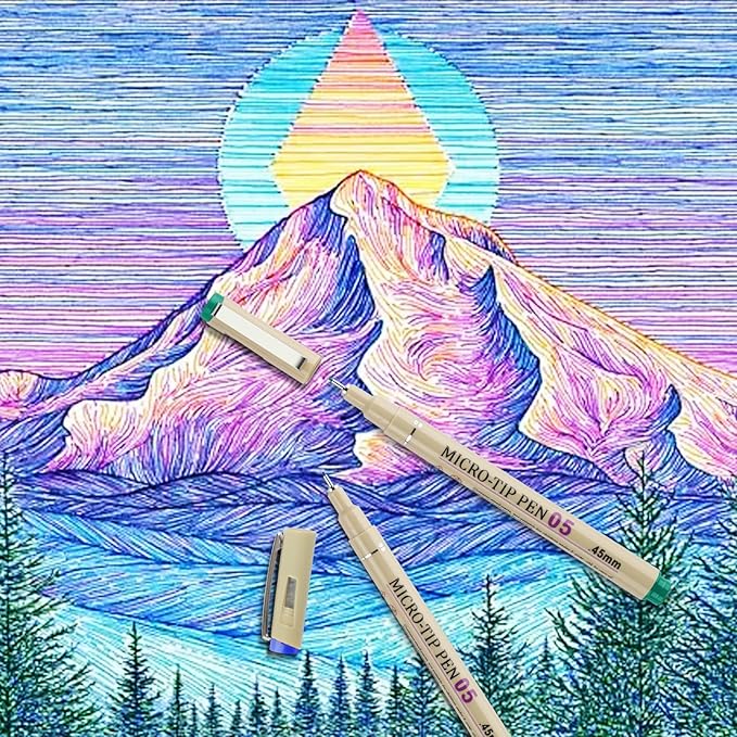 [24 Colors] 05 Micro, Fineliner Pen Set Ink, Fine Point Pen,Multi-liner, Sketching, Anime,Artist Illustrating/Technical Drawing, Office Documents…