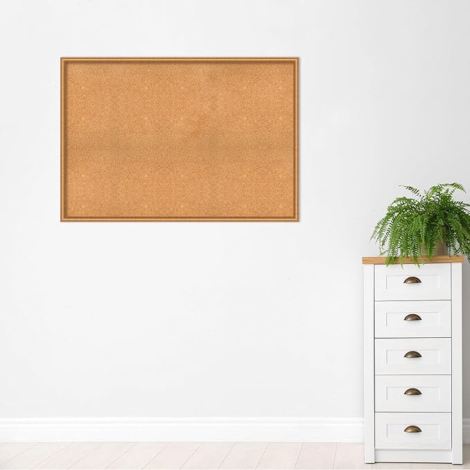 Amanti Art Natural Cork Board for Wall, 36x52 Vision Board with Bronze Frame, Oversize Corkboard Office Decor for Home Organization, Casual Corkboard Pinboard to Display Items for Home Organization