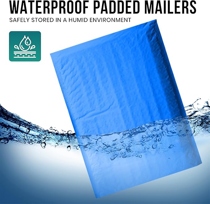 Levex - #0 6" x 10" [5 Pack] Blue Poly Bubble Mailers, Padded Envelope Mailers, Packing Envelope & Mailing Bags for Shipping