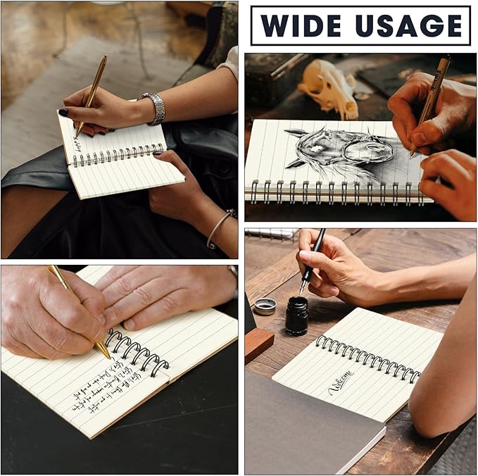 Jutom Small Spiral Notepad Bulk Journal Notebook Memo Pads 5 x 3'' Pocket Memo Pads Ruled Notebook Sketchbook Kraft Cover Notebooks, 120 Pages for Note Taking Business Office School(Kraft Color, 54