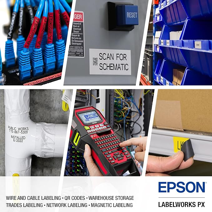 LABELWORKS Epson LW-PX900PCD Industrial Label Maker Kit - Complete Kit with Accessories, Compatible with All Epson PX Tape Types, Portable Handheld Label Printer
