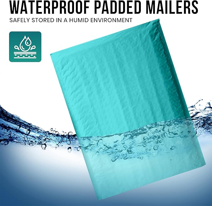 Levex - #0 6" x 10" [5 Pack] Teal Poly Bubble Mailers, Padded Envelope Mailers, Packing Envelope & Mailing Bags for Shipping
