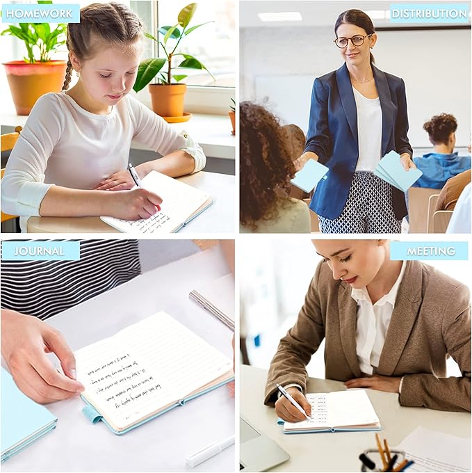 feela 6 Pack Pocket Small Notebooks Bulk, Mini Cute Memo Notepads Hardcover College Ruled Lined Journals with Pen Holder for Women Girls Office School, with 6 Black Pens, 3.5”x 5.5”, A6, Sky Blue