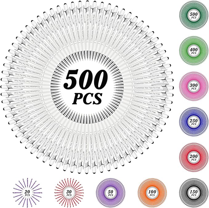 Max 500 Pcs Personalized Pens Bulk, Custom Pens with Free Engraving, Customized Stylus Tip Ballpoint Pen with Your Name Massage Text for School Office Business Graduation Anniversaries-500 Packs