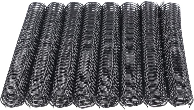 100 Pack Double Loop Wire Binding Spines, YolieraArt 1/4 Inch Spiral Binding Coils for Letter Size,Metal Bindings for Notebook Binder Machine (20 Sheet Capacity, 100P, 3:1 Pitch Twin Combs, Black)