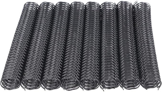100 Pack Double Loop Wire Binding Spines, YolieraArt 1/4 Inch Spiral Binding Coils for Letter Size,Metal Bindings for Notebook Binder Machine (20 Sheet Capacity, 100P, 3:1 Pitch Twin Combs, Black)