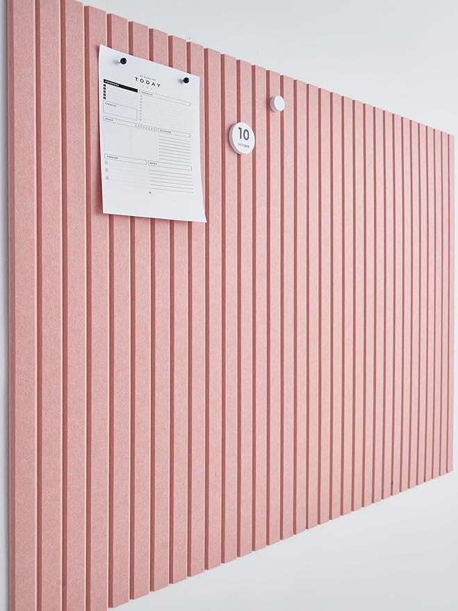 Large Cork Boards for Walls Black Felt Alternative - Slat Wall Paneling, Bulletin Board Tiles for Home Decor, Push Pin Corkboard Organizer for Office or Classroom-12-Pack Panel Kit (Coral)