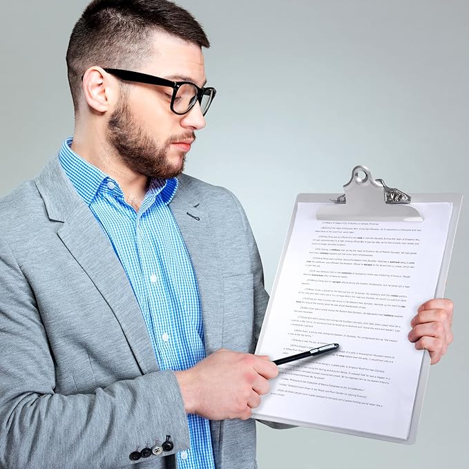 2 Pcs Metal Clipboard Heavy Duty Aluminum Clipboards 12 x 9 Inch Metal Clip Board with Low Profile Clip A4 Letter Size Document Holder for Office School Medical Jobsite Laboratory