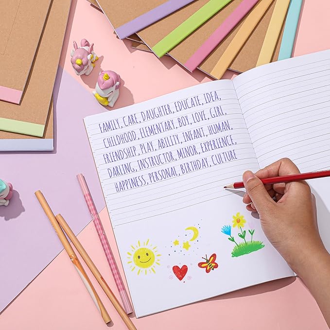 Henoyso 20 Pcs Primary Composition Notebook 9 3/4 x 7 1/2 Inch Kids Journal, Back to School Supplies, K-2 Primary Writing Notebook for Kids Student Draw and Write Story Journal (Colorful Macaron)