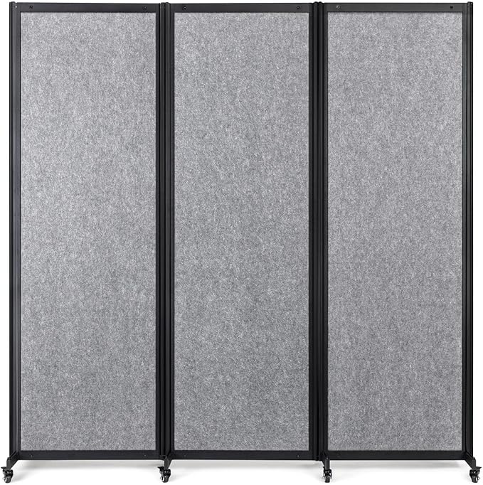 Room Partition,Office Divider,Portable Commercial Screen Dividers,Privacy Partition Separator,Classroom School Dividers,6'4"L* 6'7"H,3 Panel,Light Grey
